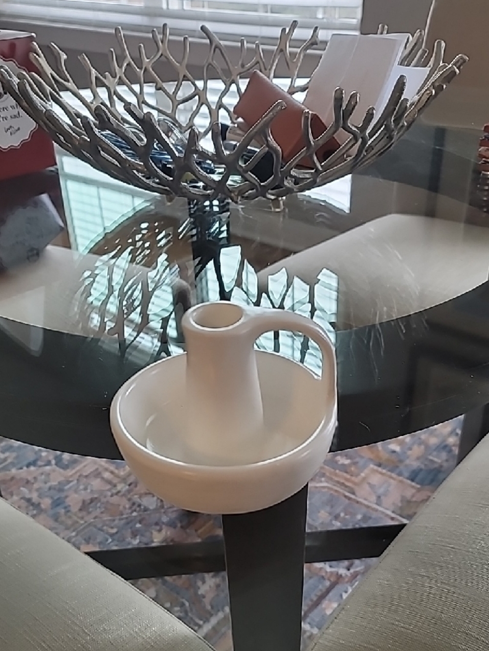 IKEA White Ceramic Chamberstick Candle Holder